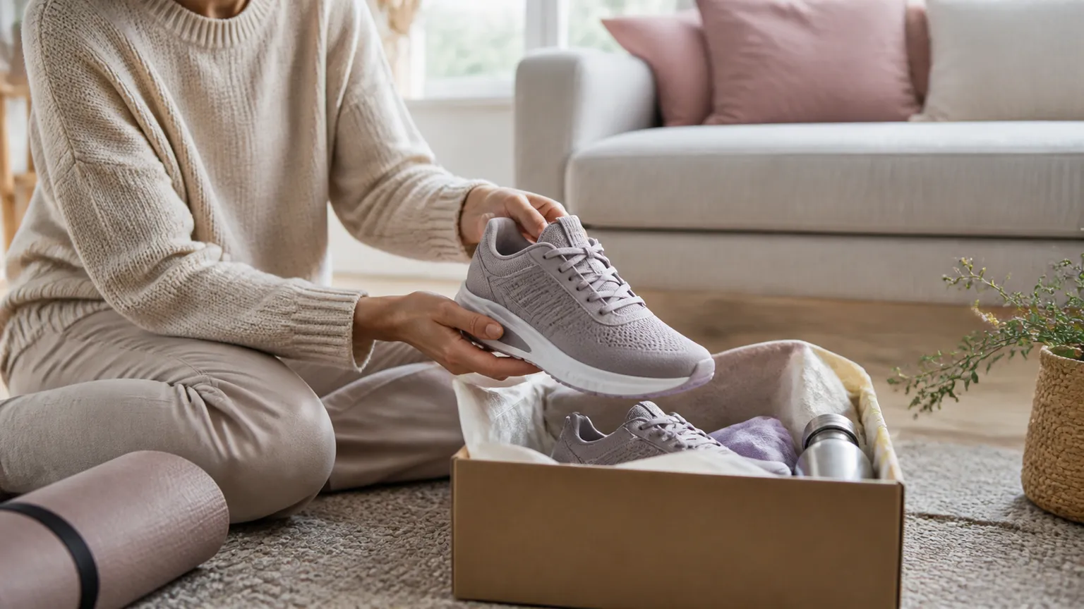 Par sidder tæt på en sofa, mens kvinden åbner en lille æske med en sløjfe om.