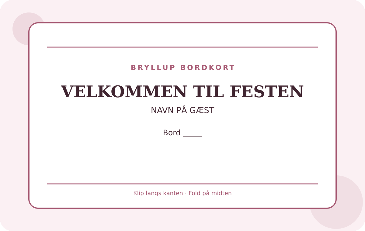 Forhåndsvisning af gratis bordkort-skabelon – Bryllup