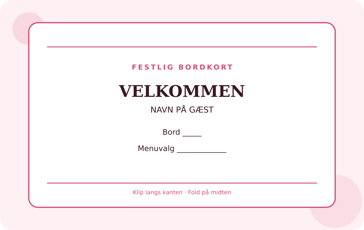 Forhåndsvisning af gratis bordkort-skabelon – Festlig