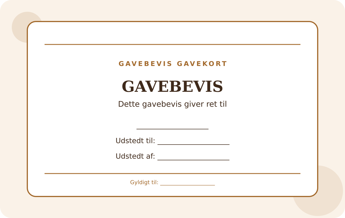 Forhåndsvisning af gratis gavekort-skabelon – Gavebevis