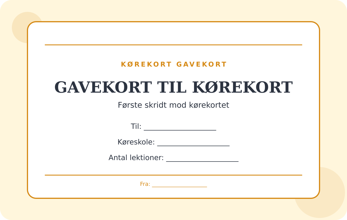 Forhåndsvisning af gratis gavekort-skabelon – Kørekort