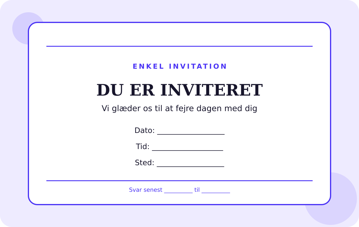 Forhåndsvisning af gratis invitation-skabelon – Enkel